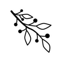 Hand drawn sketch berry branch isolated on white background. Simple doodle style. vector