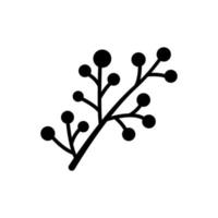 Hand drawn sketch berry branch isolated on white background. Simple doodle style. vector