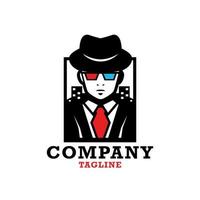 Geek Gentleman Logo Design Templates vector