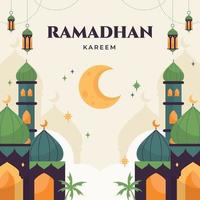 ramadhan kareem plano ilustración vector