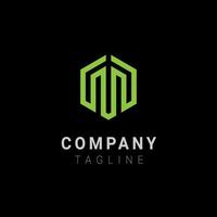 m hexagonal minimalist monoline logo design vector