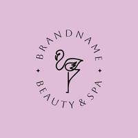 flamingo beauty aesthetic logo design vector