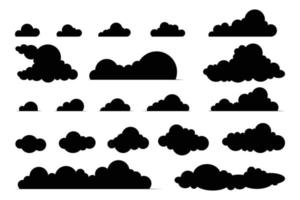 Vector Collection of Black Clouds of Different Shapes and Sizes. Cloud symbol for design, website, logo, app, UI