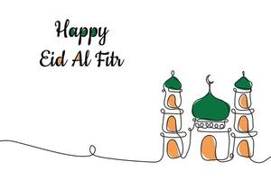 Continuous Line Islamic Background design template for ramadan, eid alfitr, isra miraj, and islamic new year with mosque. vector