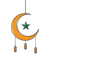 continuo línea islámico antecedentes diseño modelo para ramadán, eid alfitr, isra Miraj, y islámico nuevo año con linterna, luna, y estrella. vector