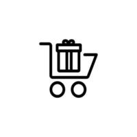Shopping cart with Gift box line icon. line black color icon. Shopping cart Vector