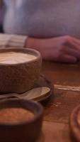 Woman Having A Coffee At A Bar With Books video