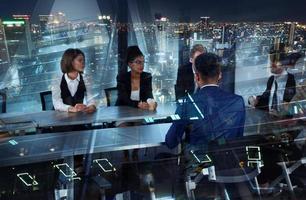 Group of business people work together in office photo