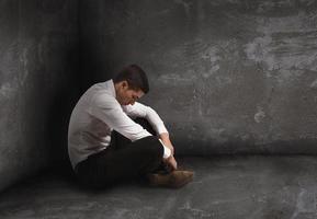 Alone desperate businessman. solitude and failure concept photo