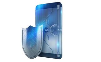 Safe cellphone from hacker attack like a strongbox. 3D Rendering photo