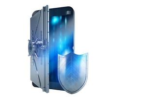 Safe cellphone from hacker attack like a strongbox. 3D Rendering photo