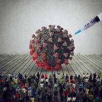 People observe a vaccine in action against the virus coronavirus covid 19 photo