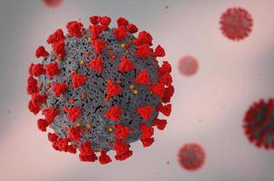 Enlargement of the virus sars cov 2 guilty of covid 19 disease. 3D rendering photo