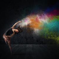 Dance with colored pigments photo