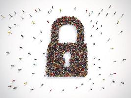 3D Rendering of people forms a closed lock photo