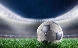 Soccerball at the stadium ready for the match photo