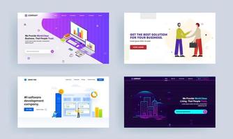 Online Business Classes, The Best Solution for Business, Software Development Company and Real Estate Concept Based Landing Page Design. vector