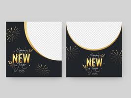 Happy New Year 2021 Celebration Poster Design With Space For Image In Two Options. vector