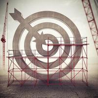 Build a business target . Mixed media 3D illustration photo