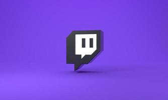 Twitch logo isolated with purple background. Madrid, Spain, 2022 photo