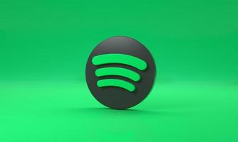 Spotify logo with space for text and graphics on green background. Madrid, Spain, 2022 photo