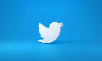 Twitter logo with space for text and graphics. Blue background. Madrid, Spain, 2022 photo