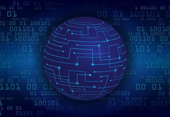 Modern World Map Holograph on Technology Background