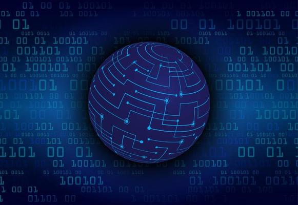 Modern World Map Holograph on Technology Background