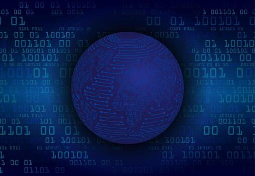 Modern World Map Holograph on Technology Background vector