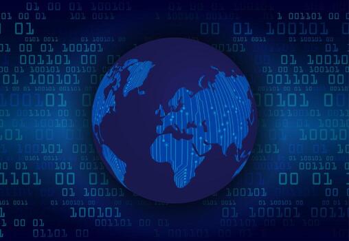 holograma de mapa del mundo moderno sobre fondo de tecnología vector