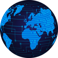 Modern Technology World Map Globe Crop-out png