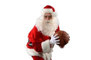 Papa Noel claus Listo a jugar baloncesto para Navidad foto