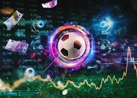 Soccerball with football online bet analytics and statistics background photo