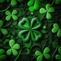 ST Patrick's day green background clover leaf bokeh lights defocused for ST Patrick's day celebration design background,Three Leaf Clover Pattern photo