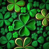 ST Patrick's day green background clover leaf bokeh lights defocused for ST Patrick's day celebration design background,Three Leaf Clover Pattern photo