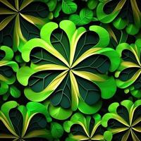ST Patrick's day green background clover leaf bokeh lights defocused for ST Patrick's day celebration design background,Three Leaf Clover Pattern photo