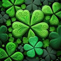ST Patrick's day green background clover leaf bokeh lights defocused for ST Patrick's day celebration design background,Three Leaf Clover Pattern photo