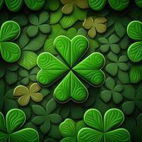 ST Patrick's day green background clover leaf bokeh lights defocused for ST Patrick's day celebration design background,Three Leaf Clover Pattern photo