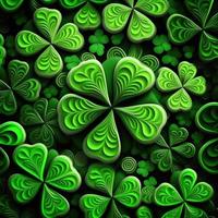 ST Patrick's day green background clover leaf bokeh lights defocused for ST Patrick's day celebration design background,Three Leaf Clover Pattern photo