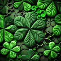 ST Patrick's day green background clover leaf bokeh lights defocused for ST Patrick's day celebration design background,Three Leaf Clover Pattern photo