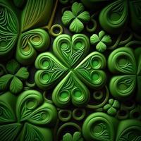 ST Patrick's day green background clover leaf bokeh lights defocused for ST Patrick's day celebration design background,Three Leaf Clover Pattern photo