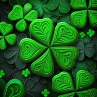 ST Patrick's day green background clover leaf bokeh lights defocused for ST Patrick's day celebration design background,Three Leaf Clover Pattern photo