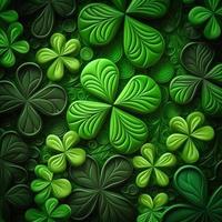 ST Patrick's day green background clover leaf bokeh lights defocused for ST Patrick's day celebration design background,Three Leaf Clover Pattern photo