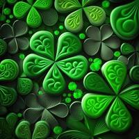 ST Patrick's day green background clover leaf bokeh lights defocused for ST Patrick's day celebration design background,Three Leaf Clover Pattern photo