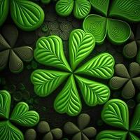 ST Patrick's day green background clover leaf bokeh lights defocused for ST Patrick's day celebration design background,Three Leaf Clover Pattern photo