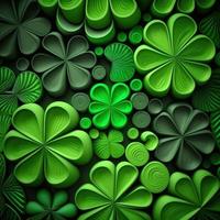 ST Patrick's day green background clover leaf bokeh lights defocused for ST Patrick's day celebration design background,Three Leaf Clover Pattern photo