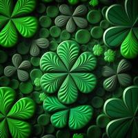ST Patrick's day green background clover leaf bokeh lights defocused for ST Patrick's day celebration design background,Three Leaf Clover Pattern photo