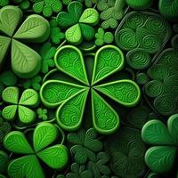 ST Patrick's day green background clover leaf bokeh lights defocused for ST Patrick's day celebration design background,Three Leaf Clover Pattern photo