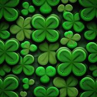 ST Patrick's day green background clover leaf bokeh lights defocused for ST Patrick's day celebration design background,Three Leaf Clover Pattern photo