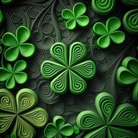 ST Patrick's day green background clover leaf bokeh lights defocused for ST Patrick's day celebration design background,Three Leaf Clover Pattern photo